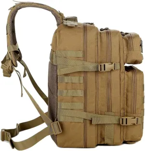 45L Military Tactical Backpack Molle Army Assault Pack 3-Day Bug Out Bag for Hiking, Camping & Outdoor Survival - Khaki