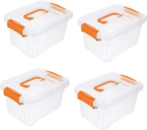 4pcs Box Portable Storage Box Clear Stand Clear Handbags Small Plastic Bins 16 Quart Storage Containers with Lids Toy Containers with Lids Storage Containers for Organizing Make up