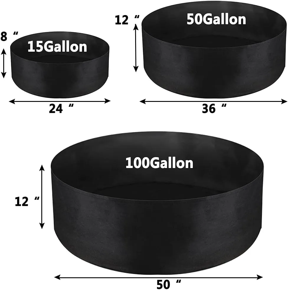 50 Gallon Large Grow Bag, Heavy Duty Fabric Round Raised Garden Bed Planter Pots for Planting Herb Flower Vegetable Potato Plants (36" D x 12" H, Black)