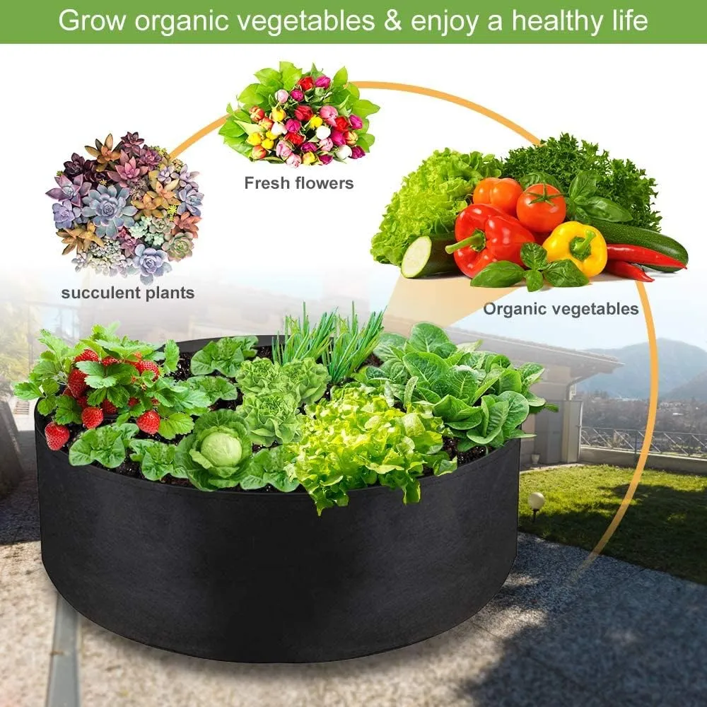 50 Gallon Large Grow Bag, Heavy Duty Fabric Round Raised Garden Bed Planter Pots for Planting Herb Flower Vegetable Potato Plants (36" D x 12" H, Black)