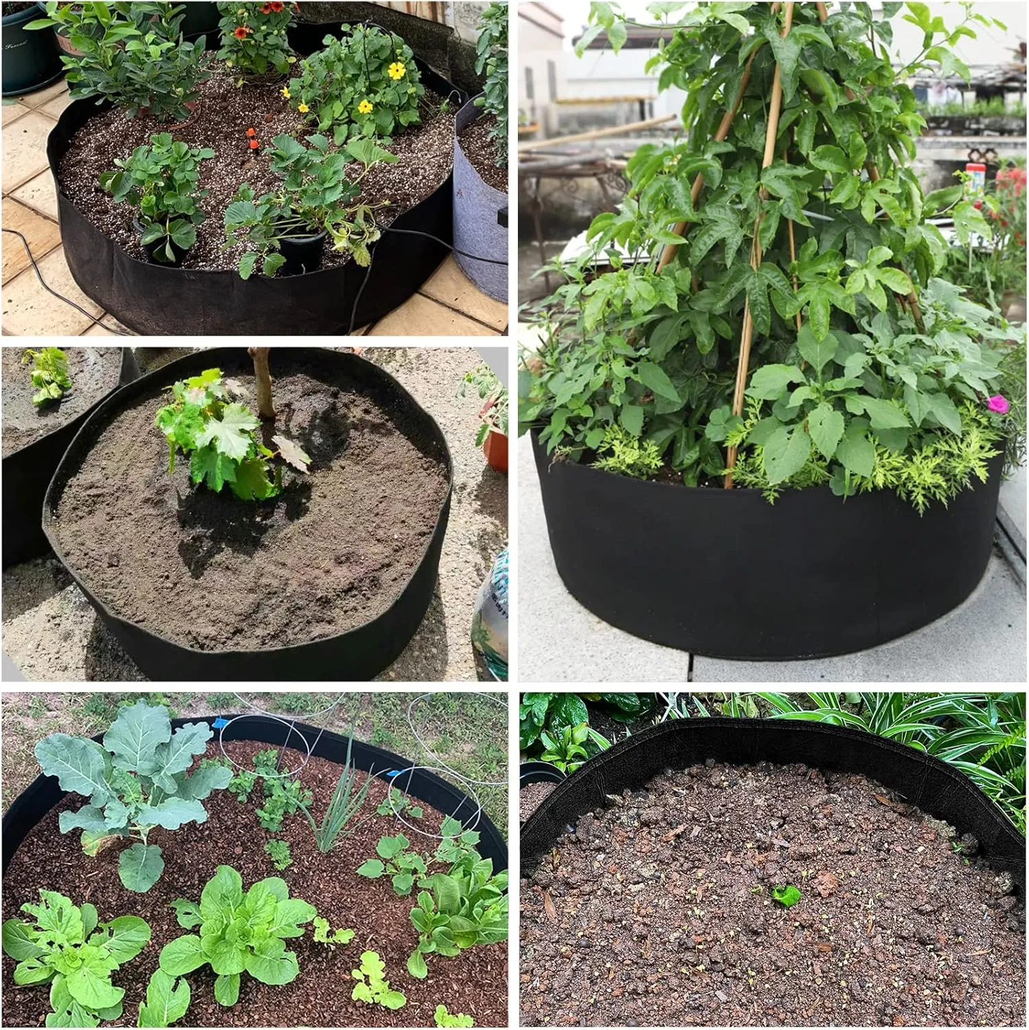 50 Gallon Large Grow Bag, Heavy Duty Fabric Round Raised Garden Bed Planter Pots for Planting Herb Flower Vegetable Potato Plants (36" D x 12" H, Black)