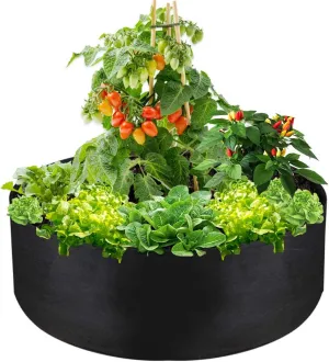 50 Gallon Large Grow Bag, Heavy Duty Fabric Round Raised Garden Bed Planter Pots for Planting Herb Flower Vegetable Potato Plants (36" D x 12" H, Black)