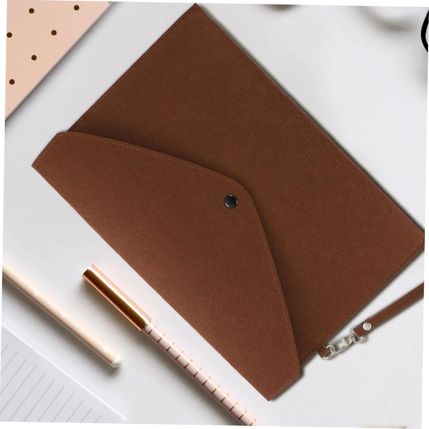 5pcs School Pocket Folders Felt Lined A4 File Storage Travel Business Bag