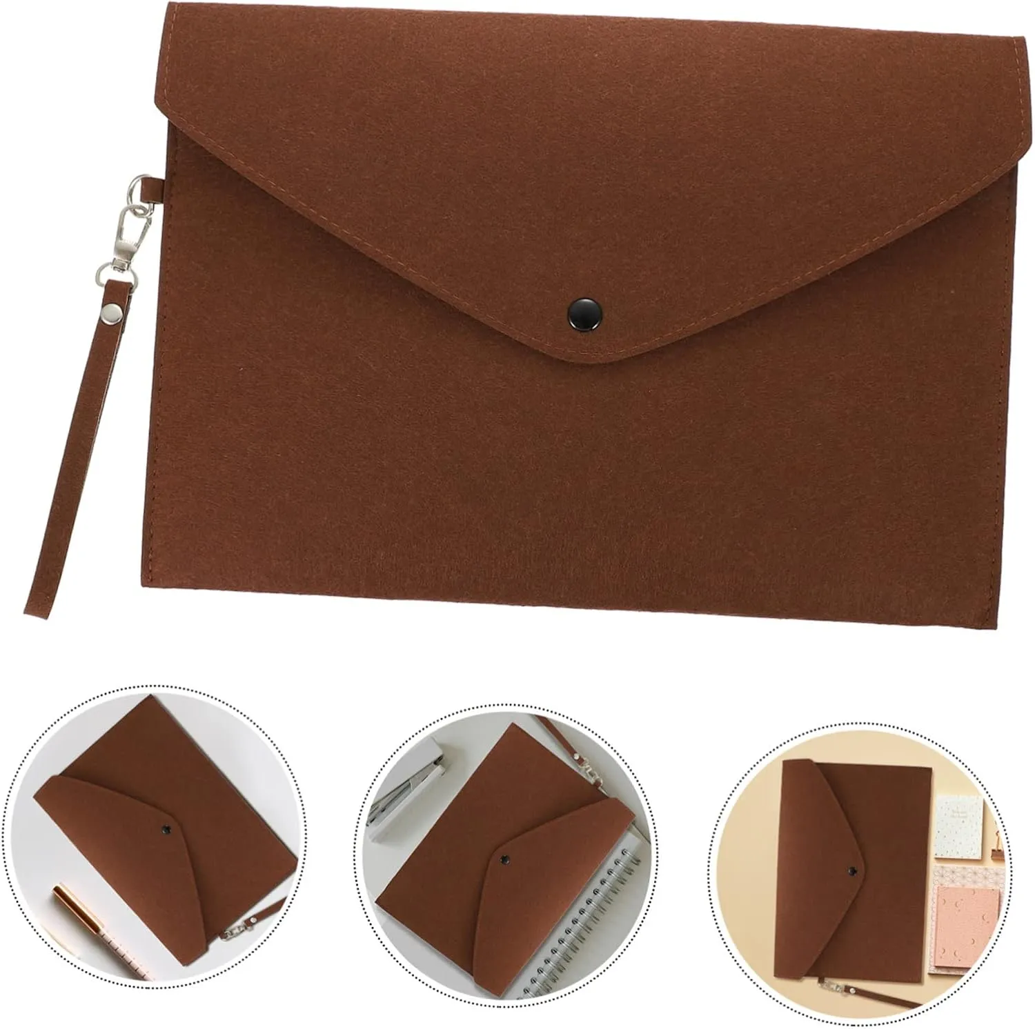 5pcs School Pocket Folders Felt Lined A4 File Storage Travel Business Bag