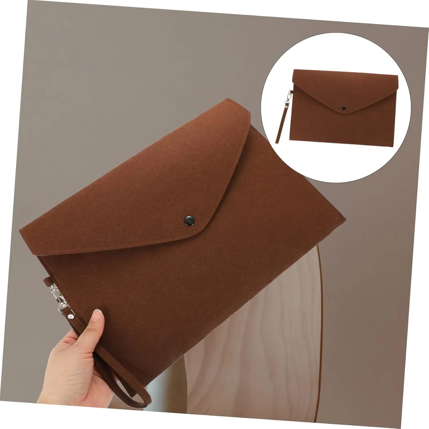 5pcs School Pocket Folders Felt Lined A4 File Storage Travel Business Bag