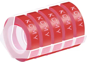 5PK 3/8" 9mm Embossing Label Tape Compatible for DYMO 520102 White on Red 3D Plastic Labels Used in Organizer Xpress Pro 1570 1595, MoTEX E101 E404 Label Makers