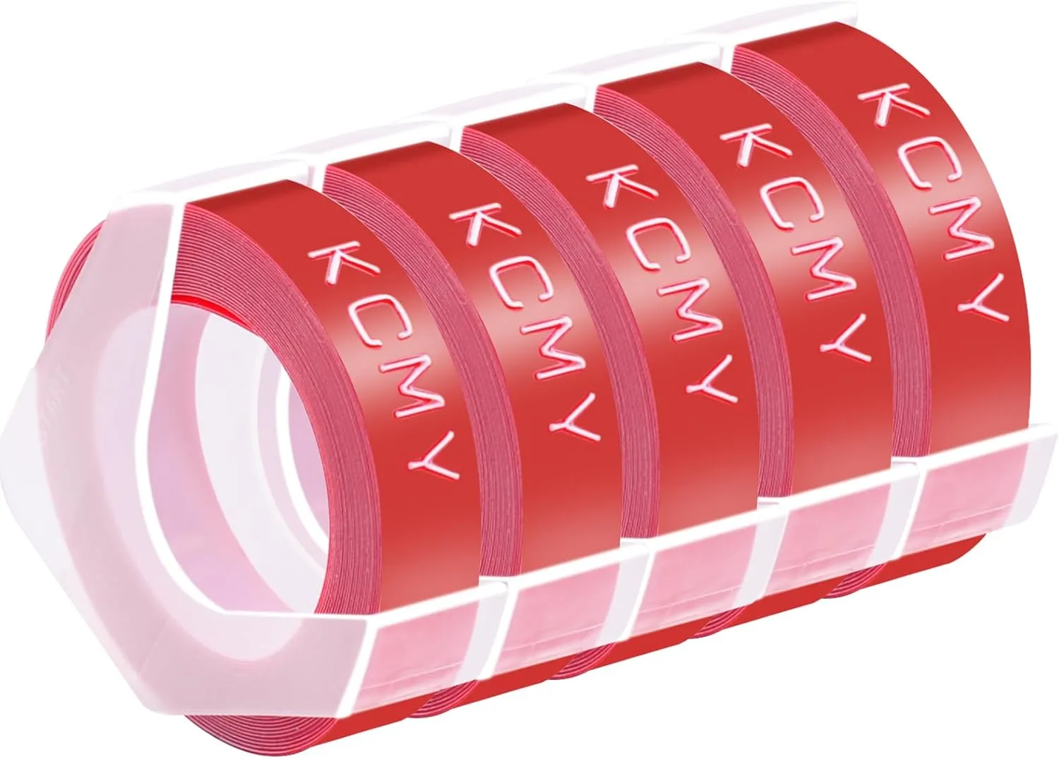 5PK 3/8" 9mm Embossing Label Tape Compatible for DYMO 520102 White on Red 3D Plastic Labels Used in Organizer Xpress Pro 1570 1595, MoTEX E101 E404 Label Makers