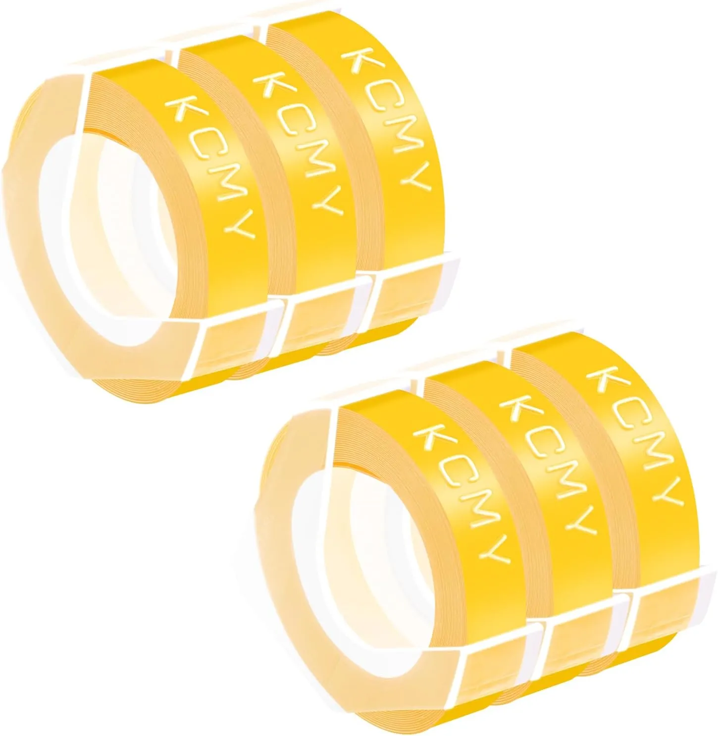 6 Pack Compatible for Dymo 520108 3D Plastic Embossing Label 3/8'' x 9.8' White on Yellow Emboss Tape for Organizer Xpress Pro 1570 1595, MoTEX E101 E404 Label Makers