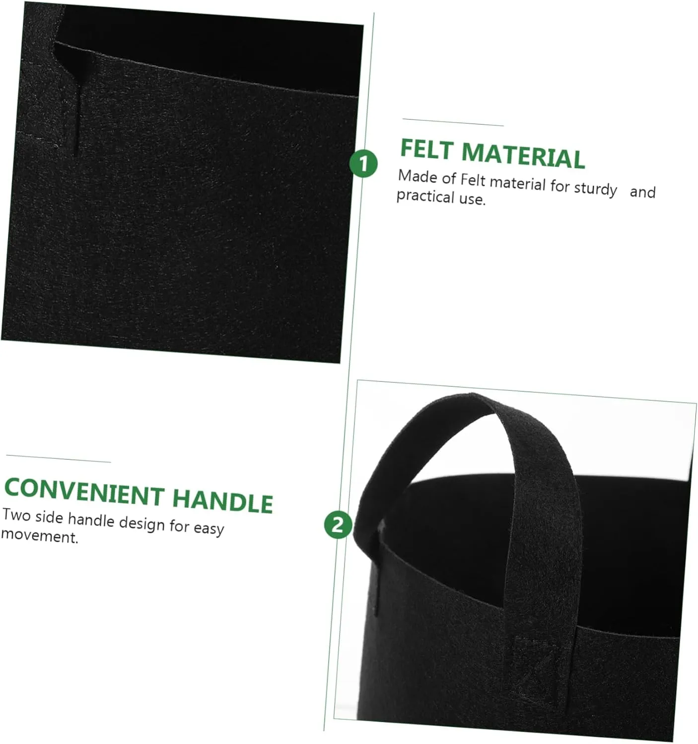 6 Pcs Felt Planting Bags 25x20cm Garden Grow Bags Reusable Washable for