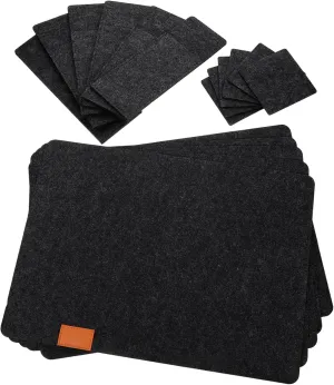6 Sets of Round Table Heatproof Mats Cutlery Pouch Stain Resistant Easy Wash Non-Wrinkle Dining Table Cover