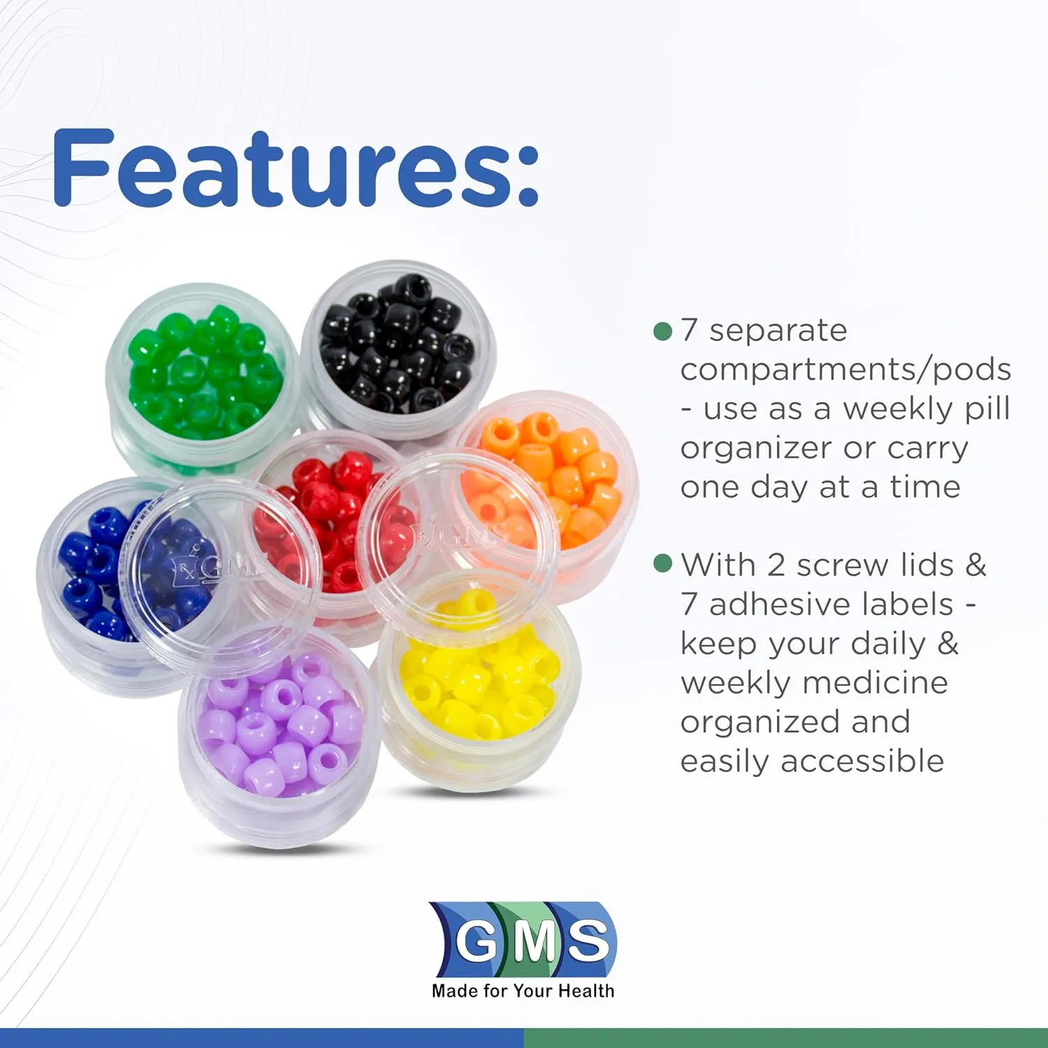7 Day Medicine Pill Organizer - Stackable Pill Box -Fits Small Tablets & Vitamin Supplements - Keep Your Daily Medicine Organized in One Place - Extra Small - Clear