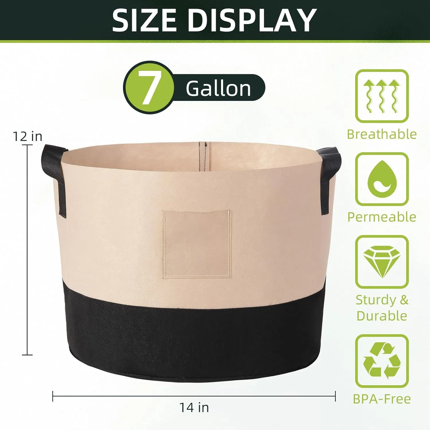 7 Gallon Fabric Grow Bags, 10 Pack Heavy Duty Thickened Nonwoven Plant Grow Bags with Handles and Label Bags, Fabric Plant Pots for Growing Vegetables Flowers Herbs (Black Mixed Camel)