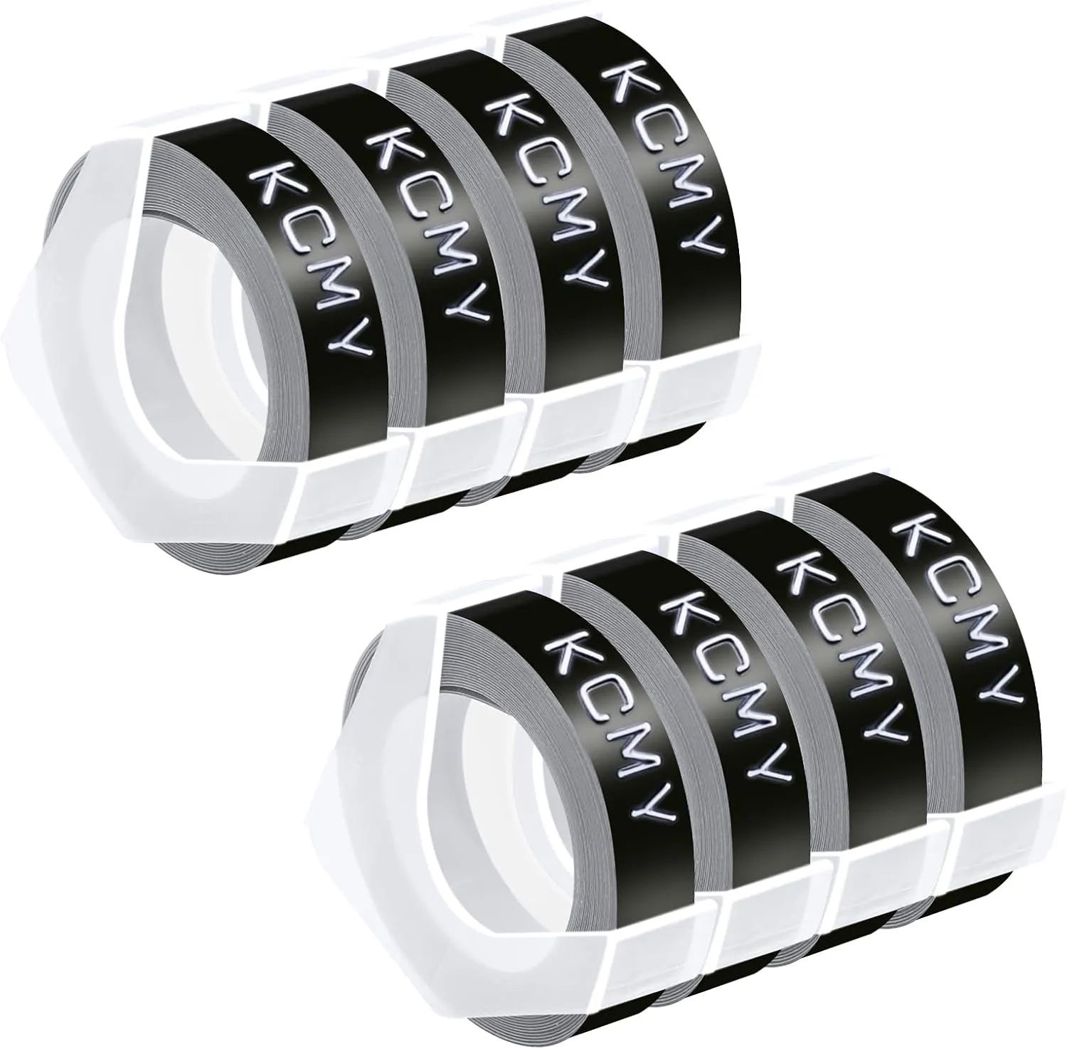 8 Pack Compatible for Dymo 520109 3D Plastic Embossing Label 3/8'' x 9.8' White on Black Emboss Tape for Organizer Xpress Pro 1570 1595, MoTEX E101 E404 Label Makers