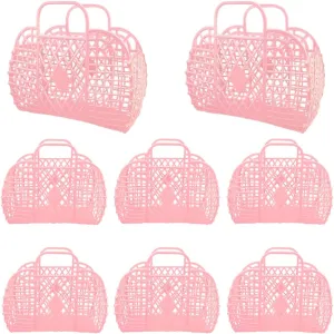 8 Pcs Plastic Jelly Basket Purse Bags Beach Bag