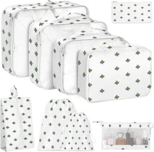 8 Set Packing Cubes for Travel, Travel Luggage Packing Organizers, Travel Accessories Large Toiletries Bag for Clothes Shoes Cosmetics Toiletries (Blue), Cactus