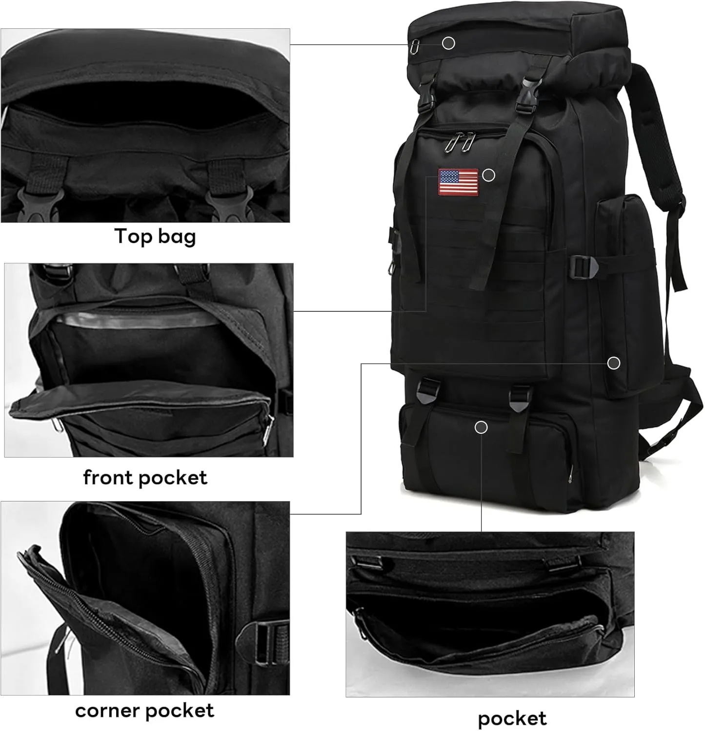80L 2Pcs Hiking Backpack for Men Women With Sling Tactical Backpack - Molle Military Tactical Rucksack Waterproof Lightweight Hiking Backpack 3 Day Assault Pack For Travel, Climbing