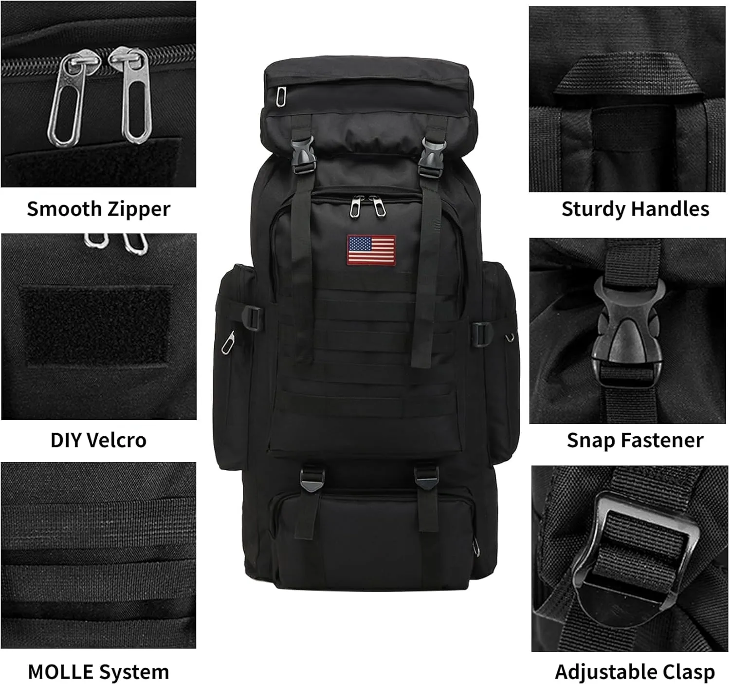 80L 2Pcs Hiking Backpack for Men Women With Sling Tactical Backpack - Molle Military Tactical Rucksack Waterproof Lightweight Hiking Backpack 3 Day Assault Pack For Travel, Climbing