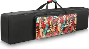 88 Key Keyboard Case, 53.5"x12.6"x6.3" Electric Keyboard Bag Piano Gig Bag with Handles and Adjustable Shoulder Straps Keyboard Gig Bag - Flower Pattern