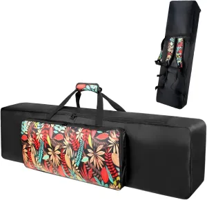 88 Key Keyboard Case, 53.5"x12.6"x6.3" Electric Keyboard Bag Piano Gig Bag with Handles and Adjustable Shoulder Straps Keyboard Gig Bag - Flower Pattern