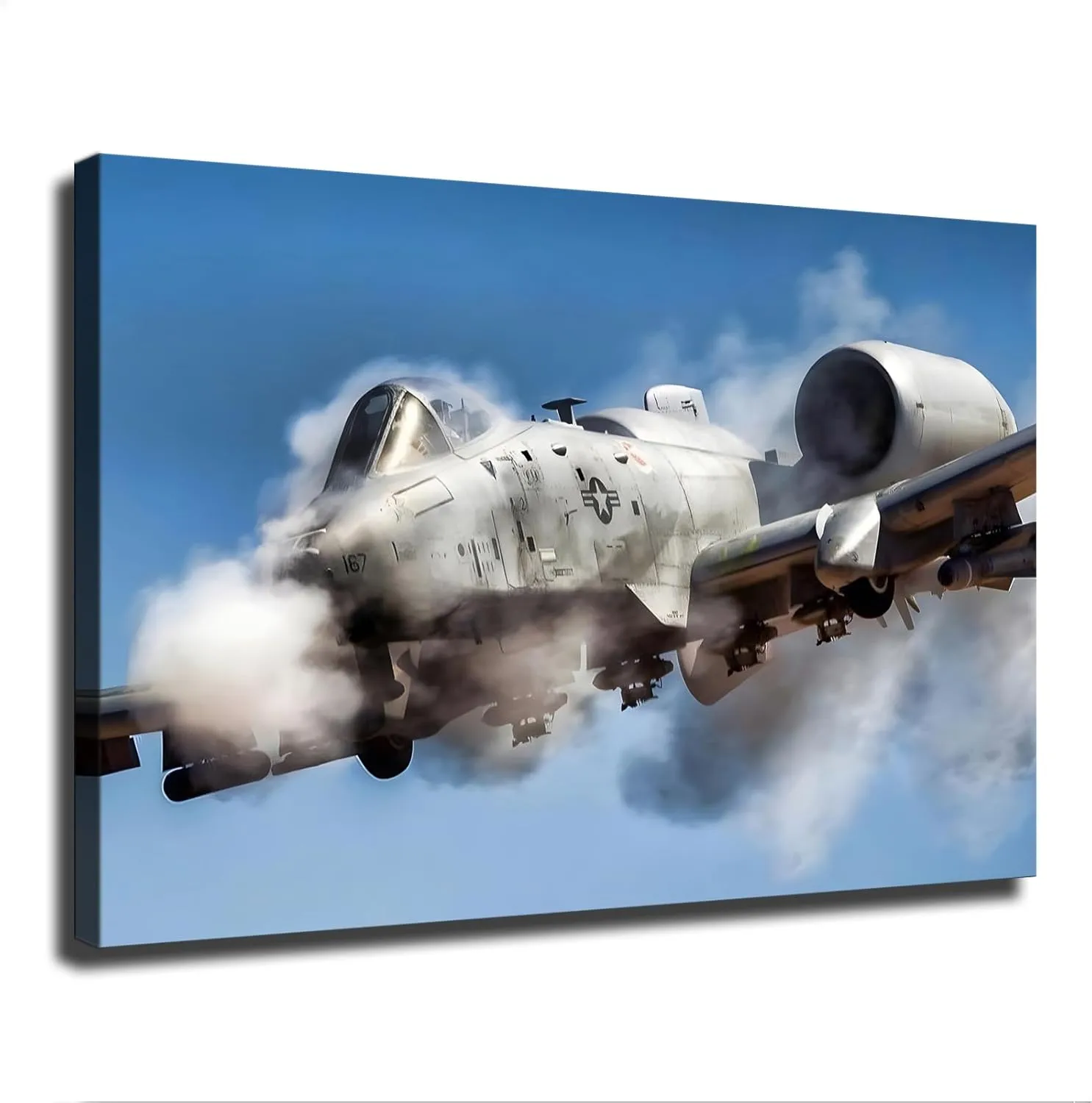 A-10 Thunderbolt II Attack Aircraft Military Warthog Posters Canvas Wall Art, Suitable for Living Room Bedroom Study Office Cafe Pub Etc, Perfect Holiday Gift and Home Decoration (12×18inch Framed)