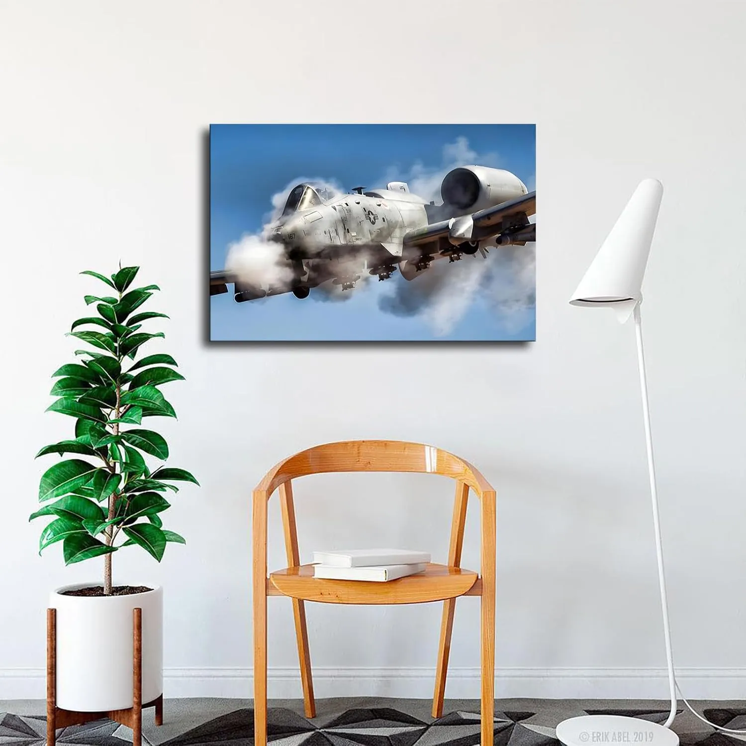 A-10 Thunderbolt II Attack Aircraft Military Warthog Posters Canvas Wall Art, Suitable for Living Room Bedroom Study Office Cafe Pub Etc, Perfect Holiday Gift and Home Decoration (12×18inch Framed)