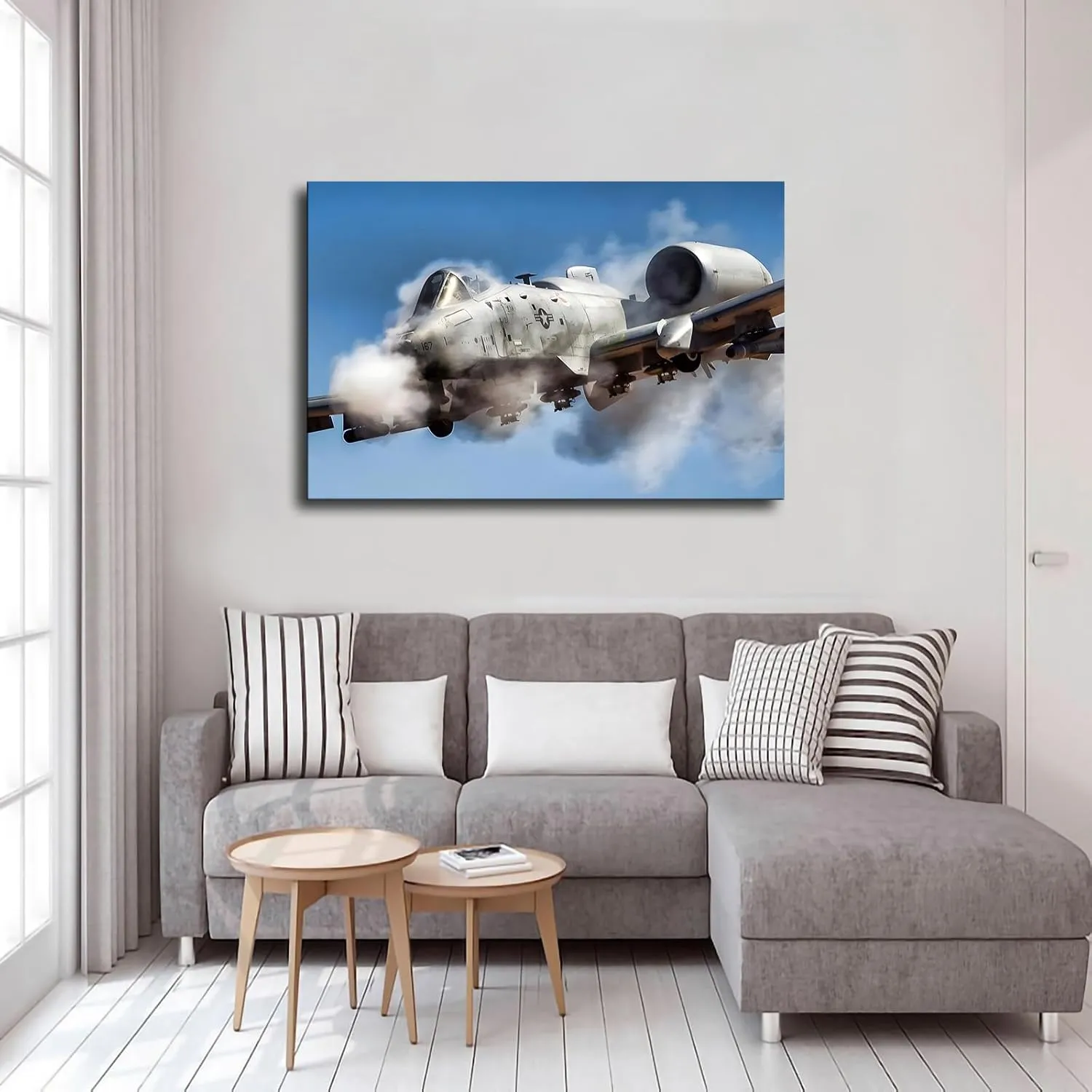 A-10 Thunderbolt II Attack Aircraft Military Warthog Posters Canvas Wall Art, Suitable for Living Room Bedroom Study Office Cafe Pub Etc, Perfect Holiday Gift and Home Decoration (12×18inch Framed)