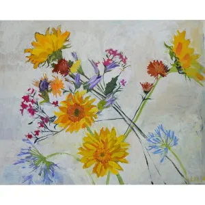 A Bouquet c-lb318 by Lila Bacon Floral Painting on Canvas