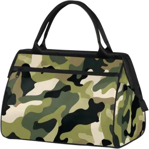 Abstract Army Camouflage Camo Weekender Overnight Bag for Women Waterproof Carry On Travel Duffle Bags with Pocket Lightweight Sports Gym Tote Bag Large Luggage Workout Personal Item Hospital Bags