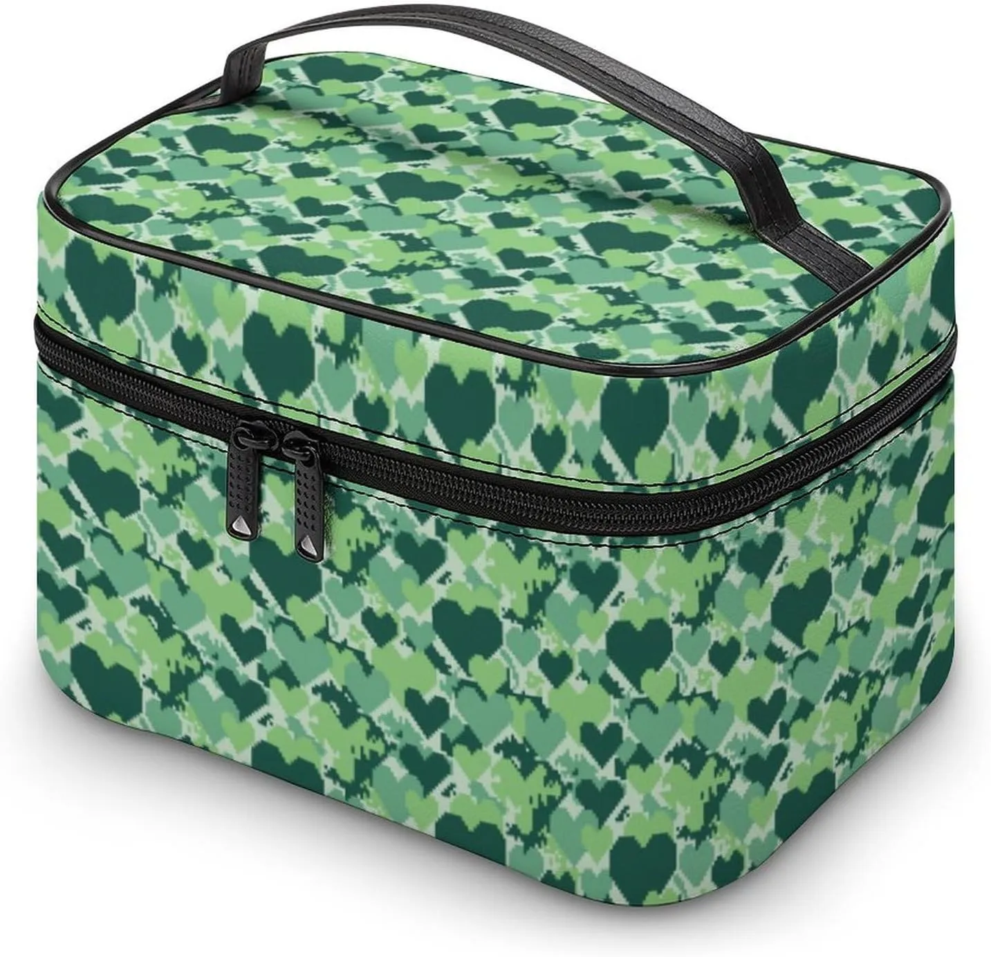 Abstract Love Camouflage Print Cosmetic Bag For Women Travel Make Up Bags Skincare Toiletry Storage Organizer Mens Holiday Waterproof Soft Leather Makeup Box With Handle Compartments