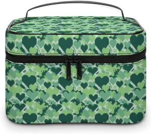 Abstract Love Camouflage Print Cosmetic Bag For Women Travel Make Up Bags Skincare Toiletry Storage Organizer Mens Holiday Waterproof Soft Leather Makeup Box With Handle Compartments