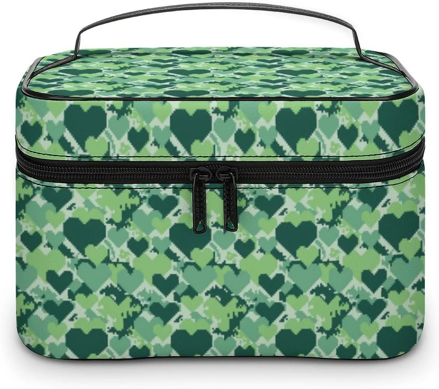 Abstract Love Camouflage Print Cosmetic Bag For Women Travel Make Up Bags Skincare Toiletry Storage Organizer Mens Holiday Waterproof Soft Leather Makeup Box With Handle Compartments