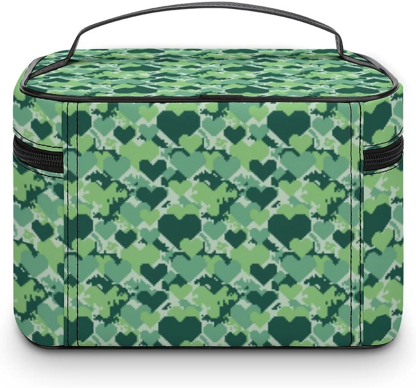 Abstract Love Camouflage Print Cosmetic Bag For Women Travel Make Up Bags Skincare Toiletry Storage Organizer Mens Holiday Waterproof Soft Leather Makeup Box With Handle Compartments