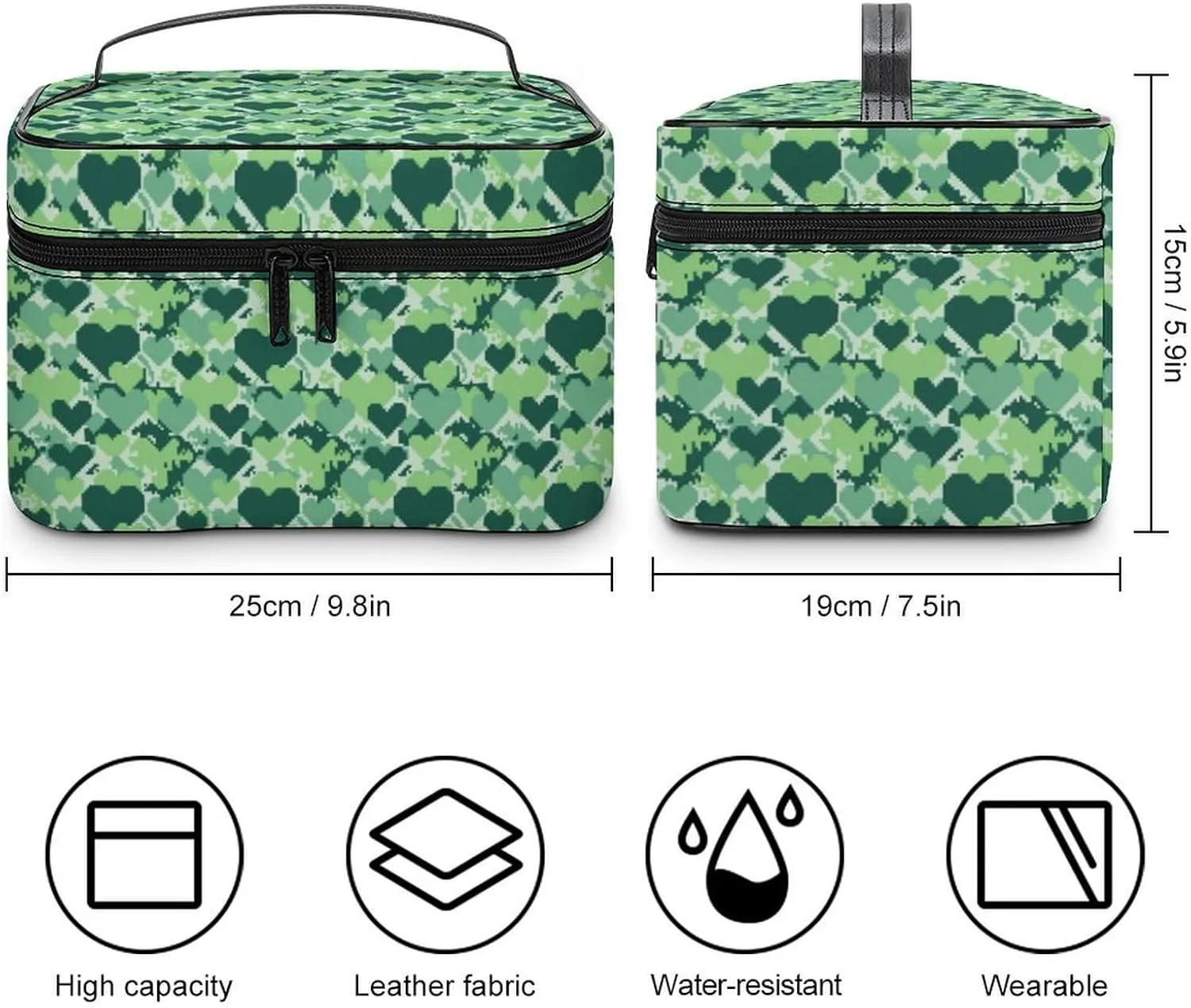 Abstract Love Camouflage Print Cosmetic Bag For Women Travel Make Up Bags Skincare Toiletry Storage Organizer Mens Holiday Waterproof Soft Leather Makeup Box With Handle Compartments