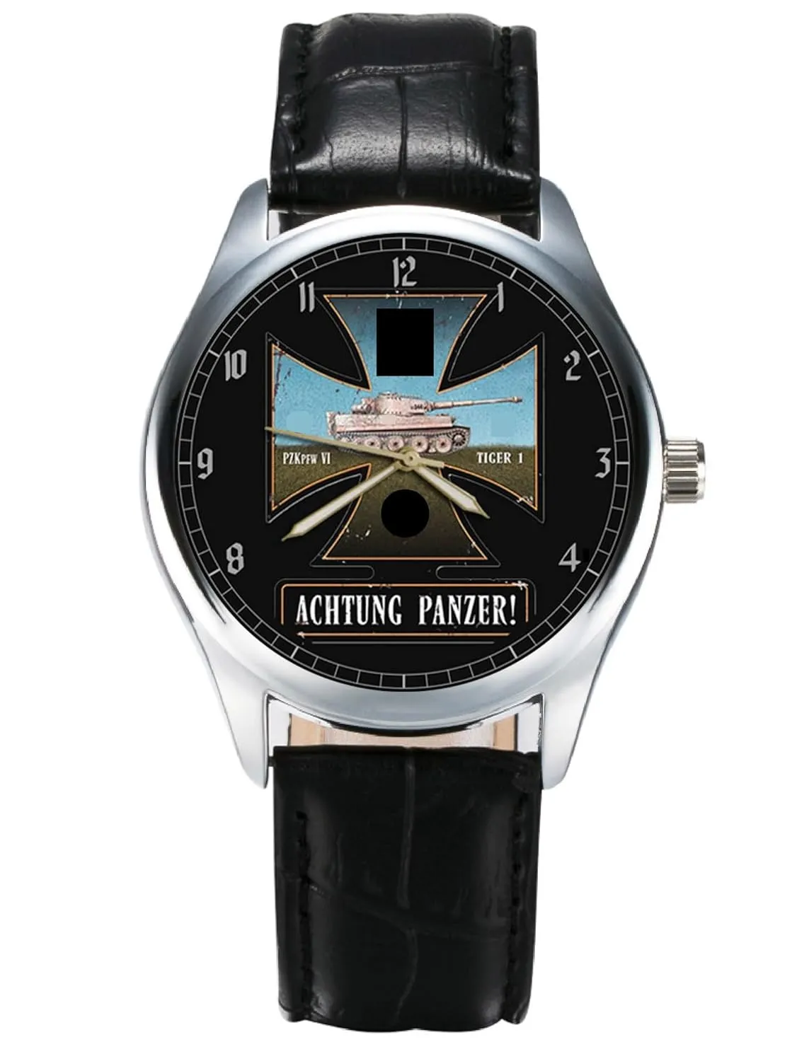 Achtung Panzer! Vintage World War II Germany Wehrmacht Panzer Tiger Tank Art Collectible Retro Military WW2 Watch
