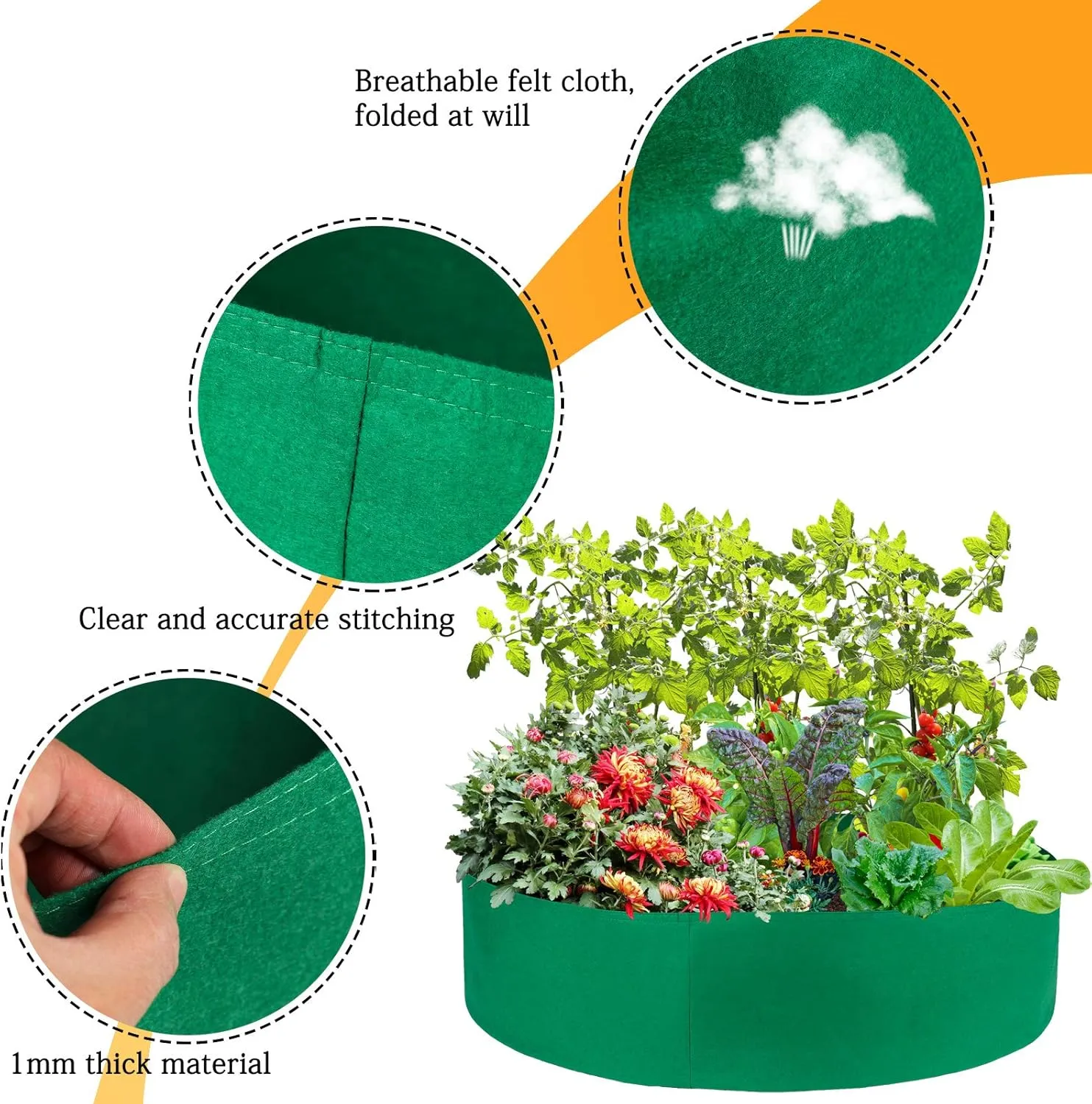 ACJRYO Large Planting Bags,Premium Heavy Duty Felt Fabric Grow Bags - Suitable for Indoor & Outdoor Vegetable, Flower, Herb, and Plant Gardening (Green, 50 Gallon(36" D × 12" H))