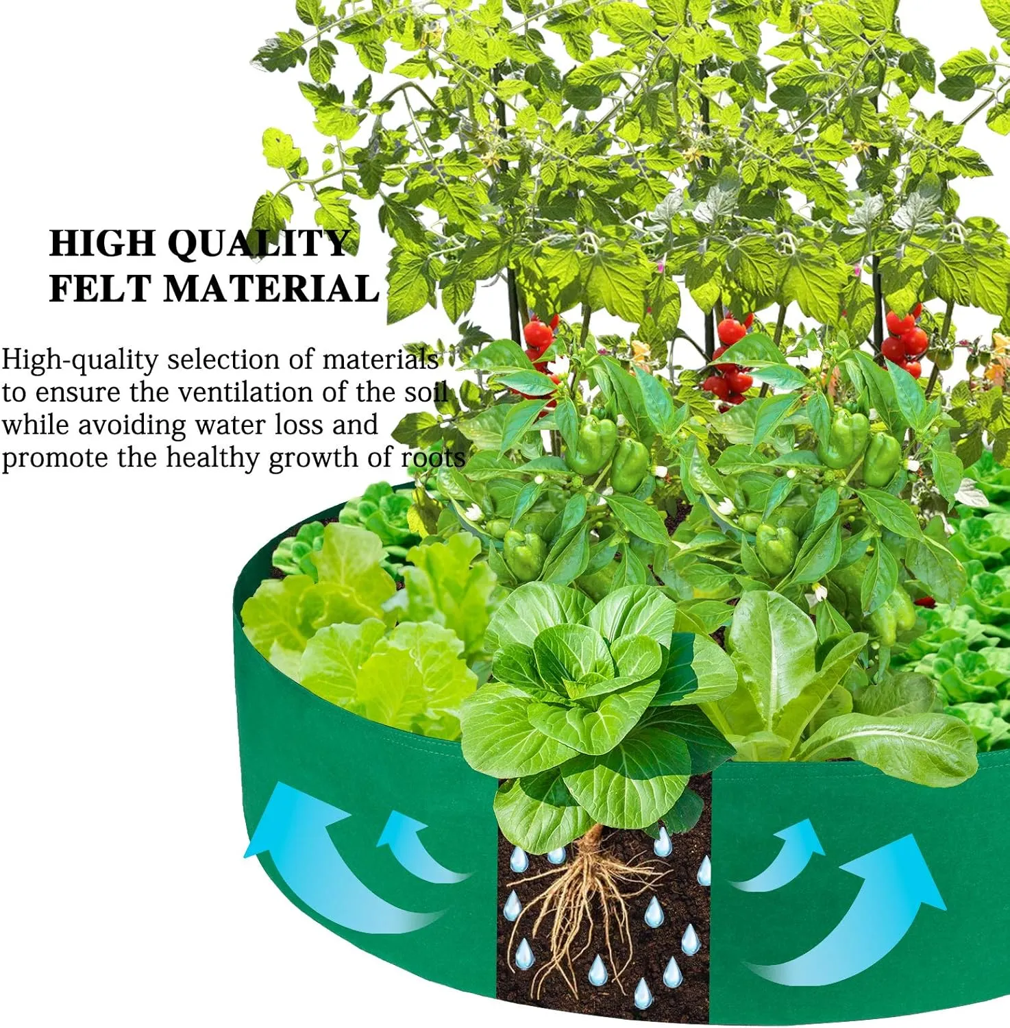 ACJRYO Large Planting Bags,Premium Heavy Duty Felt Fabric Grow Bags - Suitable for Indoor & Outdoor Vegetable, Flower, Herb, and Plant Gardening (Green, 50 Gallon(36" D × 12" H))