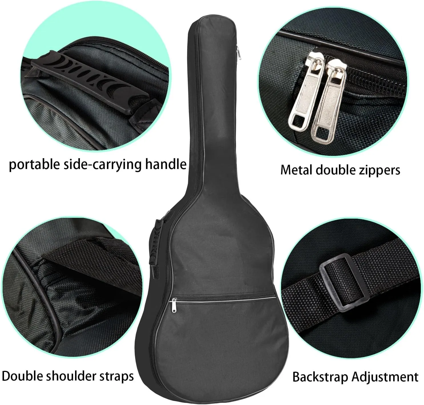 Acoustic Guitar Gig Bag Water-resistent Case (Black, 41inch)