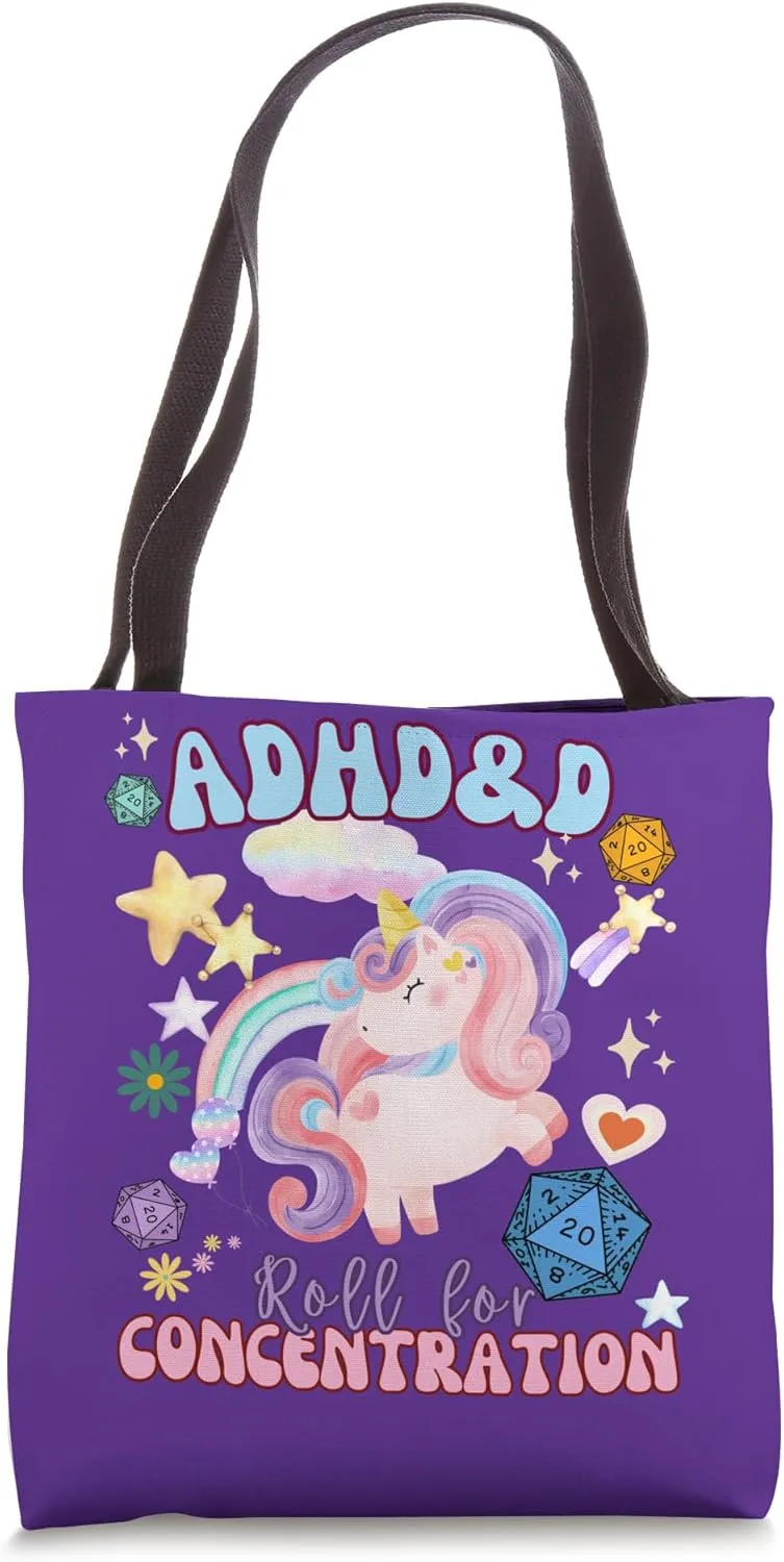 ADHD&D Roll For Concentration Megical Unicorn Tote Bag