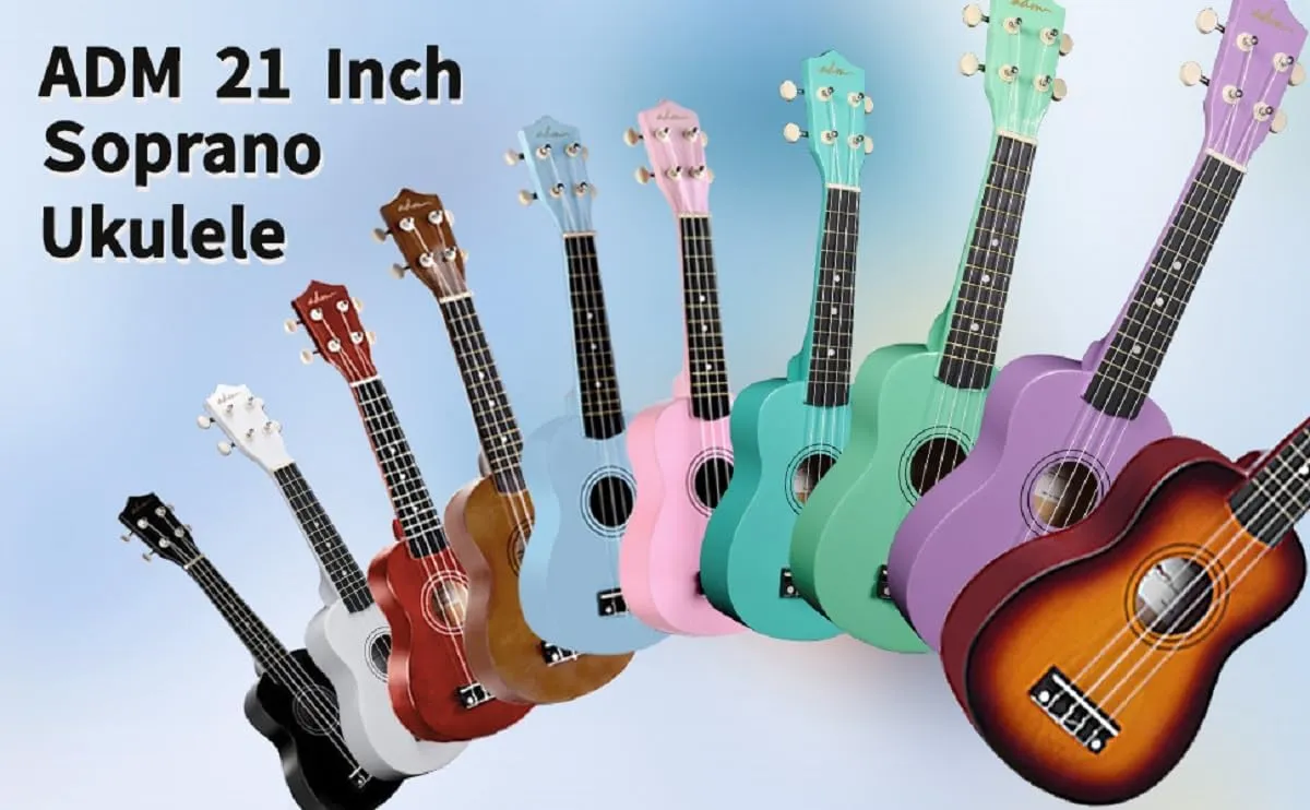 ADM Ukulele for Beginners Hawaiian Wood Ukelele Kit for Kids Adult Student Starter Professional Ukalelee Pack Bundle with Free Lessons Gig Bag Strap Nylon String Tuner (Brown, 21 Inch)