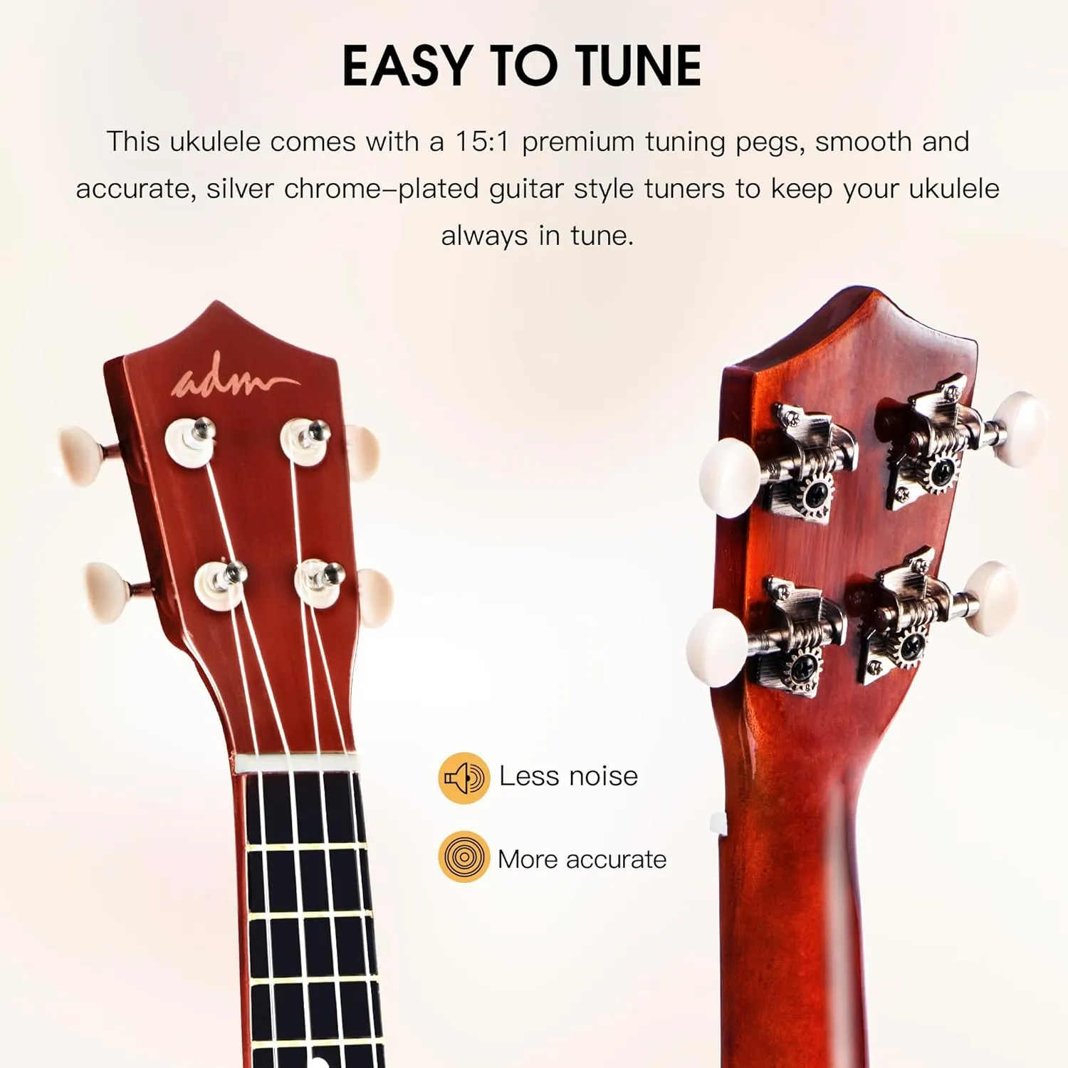 ADM Ukulele for Beginners Hawaiian Wood Ukelele Kit for Kids Adult Student Starter Professional Ukalelee Pack Bundle with Free Lessons Gig Bag Strap Nylon String Tuner (Brown, 21 Inch)