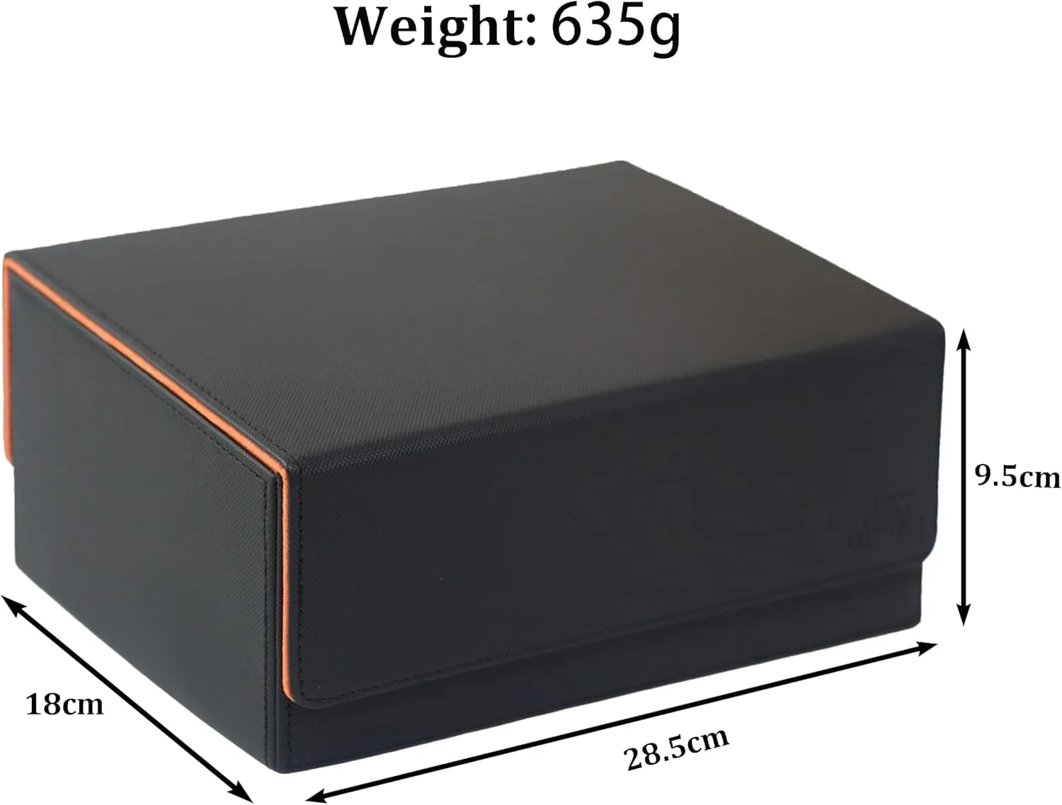 AEGIS GUARDIAN Commander Deck Box Hold 600  Sleeved Cards, Card Deck Box with 2 Dice Tray Fit for TCG MTG CCG, Holds up to 4 Card Storage Boxes, PU Leather Strong Magnet, Black and Orange
