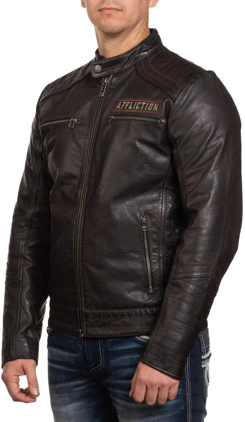 Affliction Men's Leather Jacket Renegade Riders
