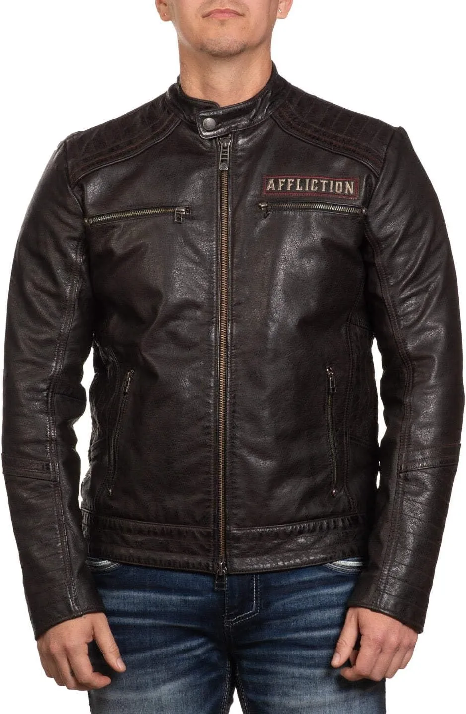 Affliction Men's Leather Jacket Renegade Riders