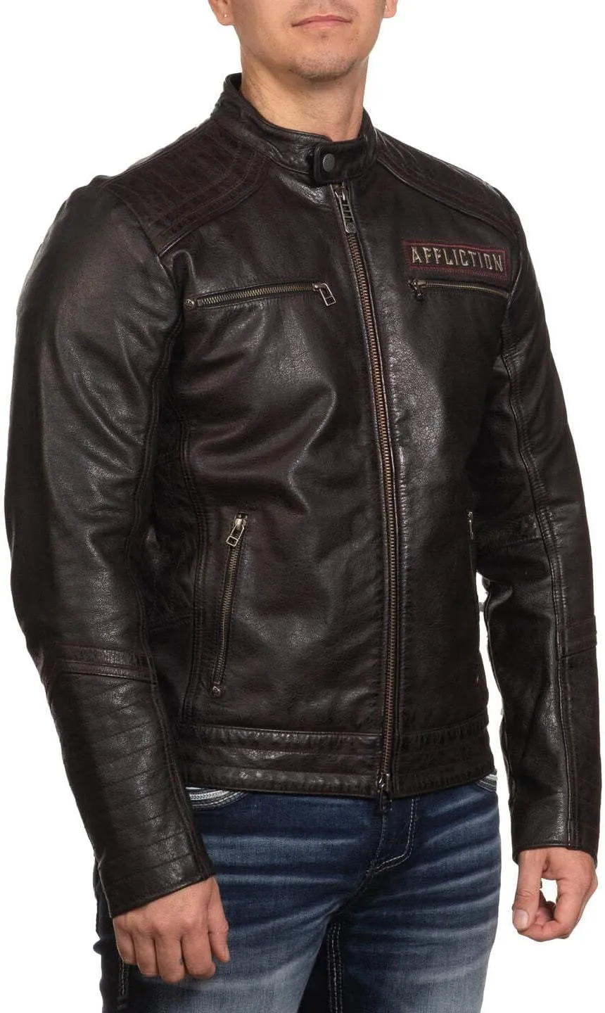 Affliction Men's Leather Jacket Renegade Riders