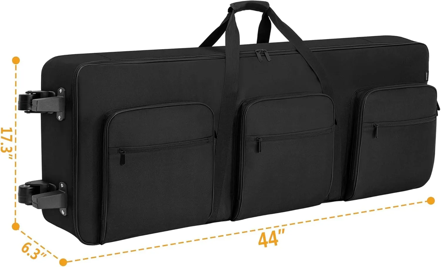 AKOZLIN Rolling 61 Keys Electric Piano Keyboard Gig Bag with Wheels and Adjustable Straps for 61 Note Keyboard and Accessaries