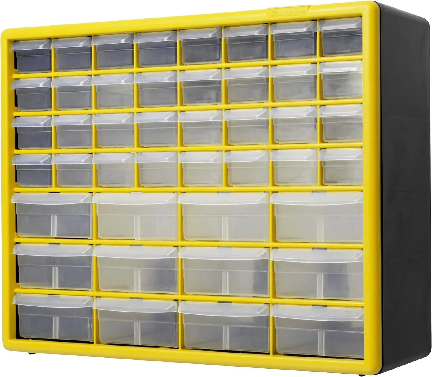 Akro-Mils 44-Drawer Plastic Drawer Storage Cabinet for Garage Organization, Bead Organizer, Building Bricks Storage, Teacher Toolbox, Makeup Organizer, 20-Inch W x 6-Inch D x 16-Inch H, 10144 Yellow