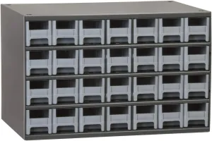 Akro-Mils Steel Garage Storage Cabinet, Small Parts Organizer Metal Cabinet for Hardware, Nails, Screws, Bolts, Nuts, and More, 17" W x 11" D x 11" H, 28-Drawer, Gray Cabinet/Gray Drawers (19228)