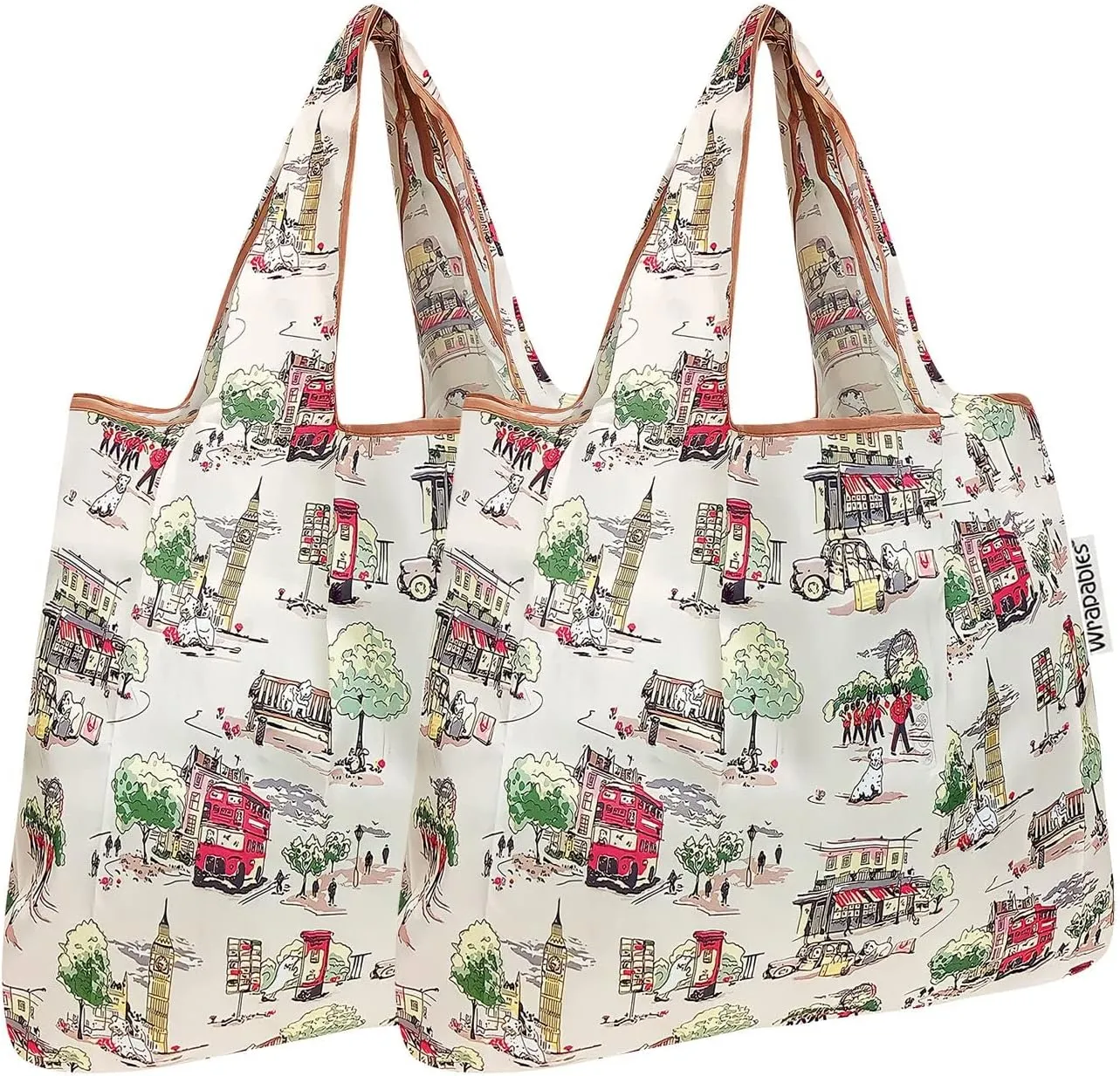 allydrew Foldable Tote Nylon Reusable Grocery Bag (Set of 2)