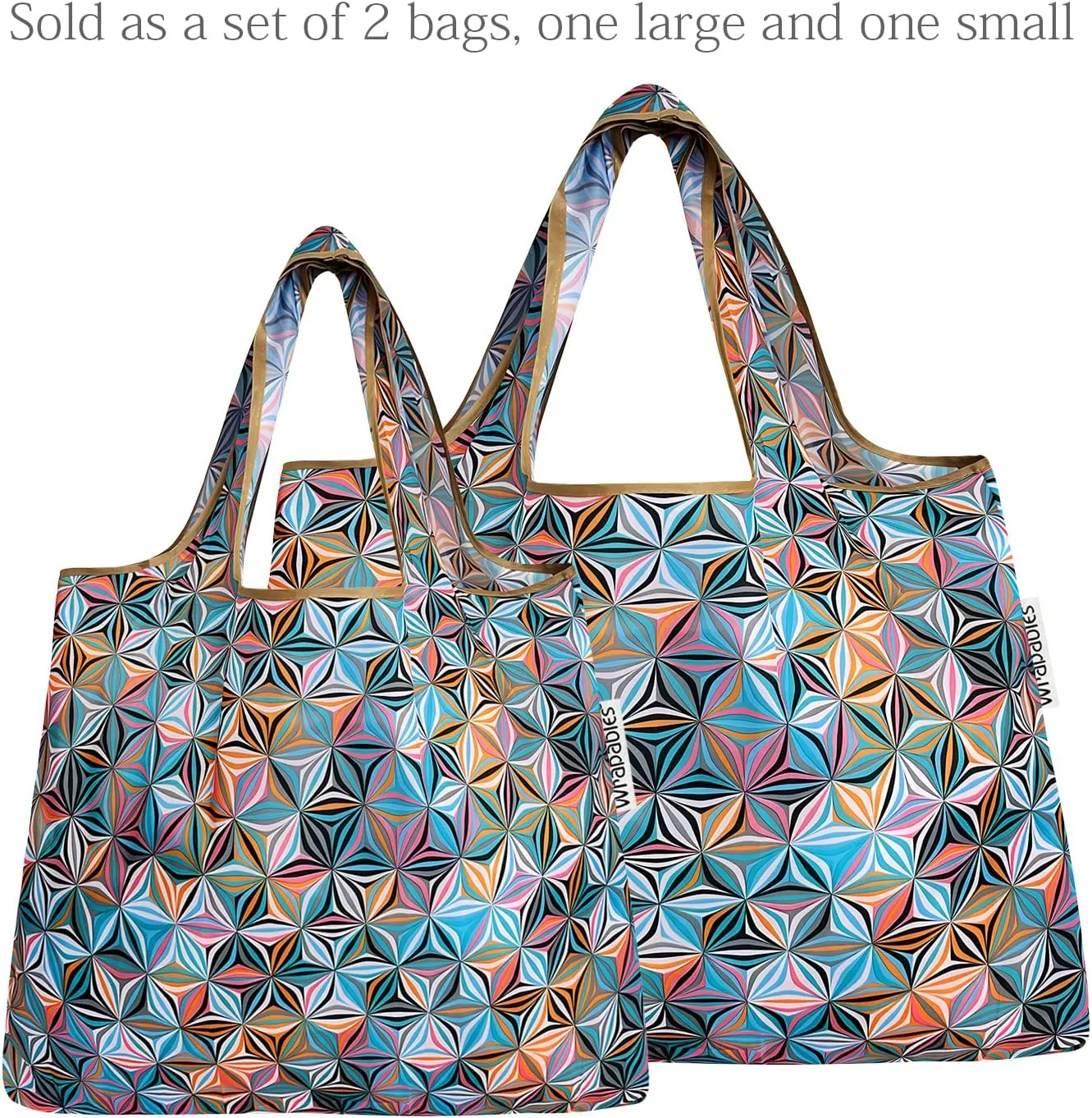 allydrew Large & Small Foldable Tote Nylon Reusable Grocery Bags, Set of 2