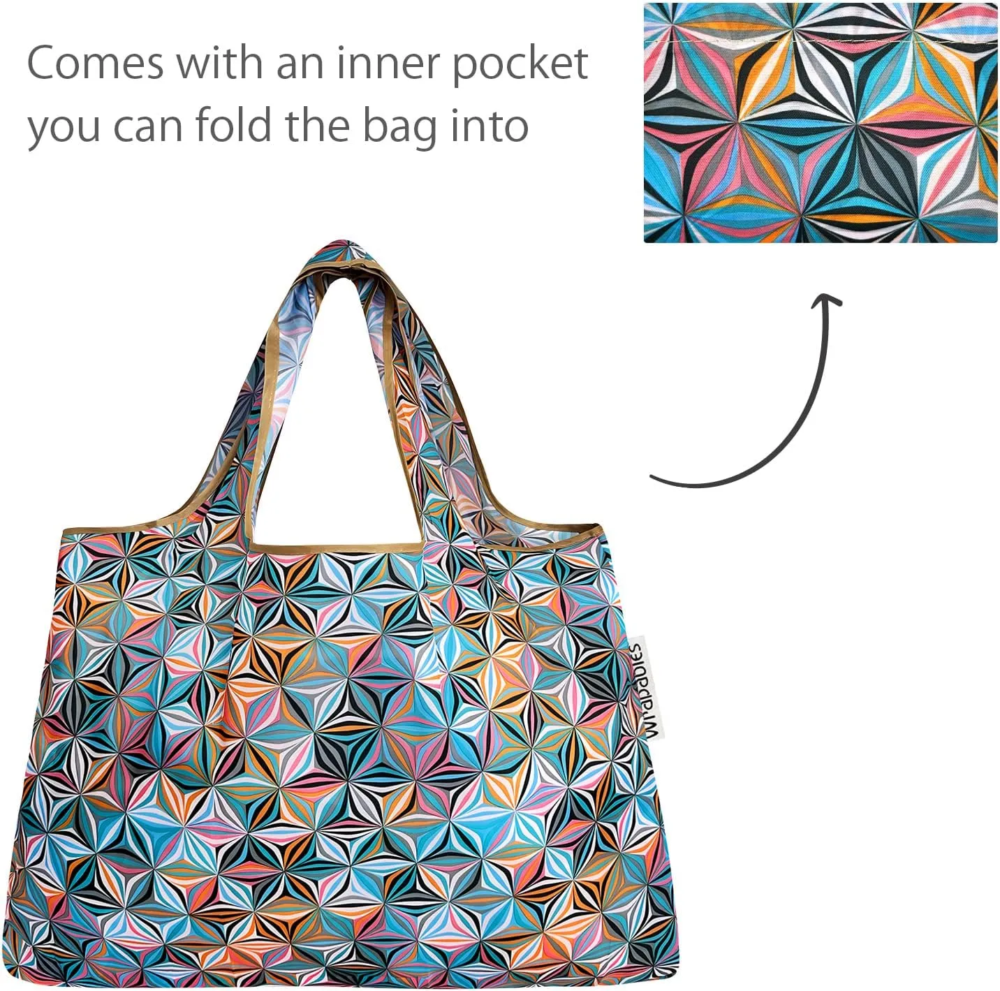 allydrew Large & Small Foldable Tote Nylon Reusable Grocery Bags, Set of 2